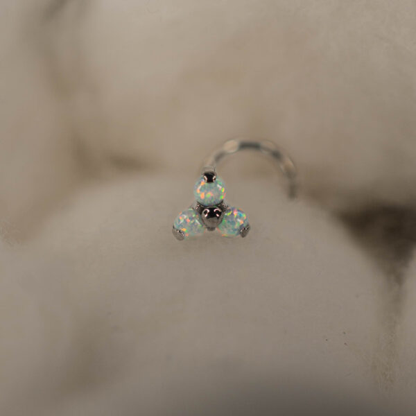 Stud Titane Argenté Opale Trinova