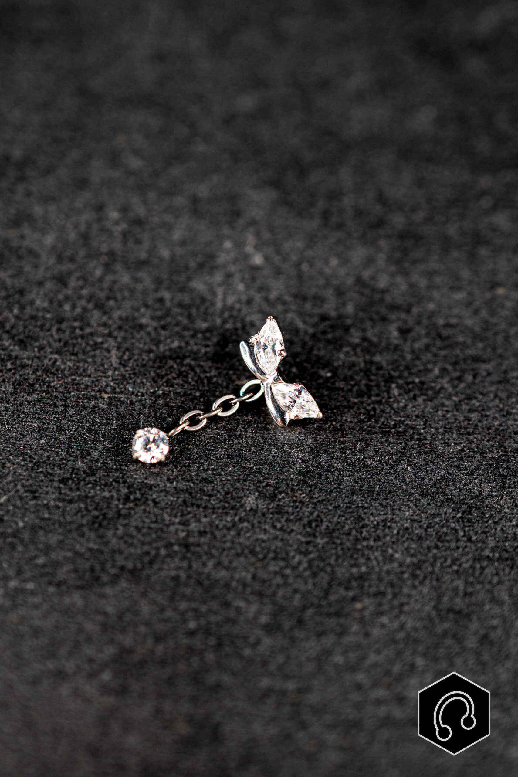 Labret Titane Argenté Flutter Drop