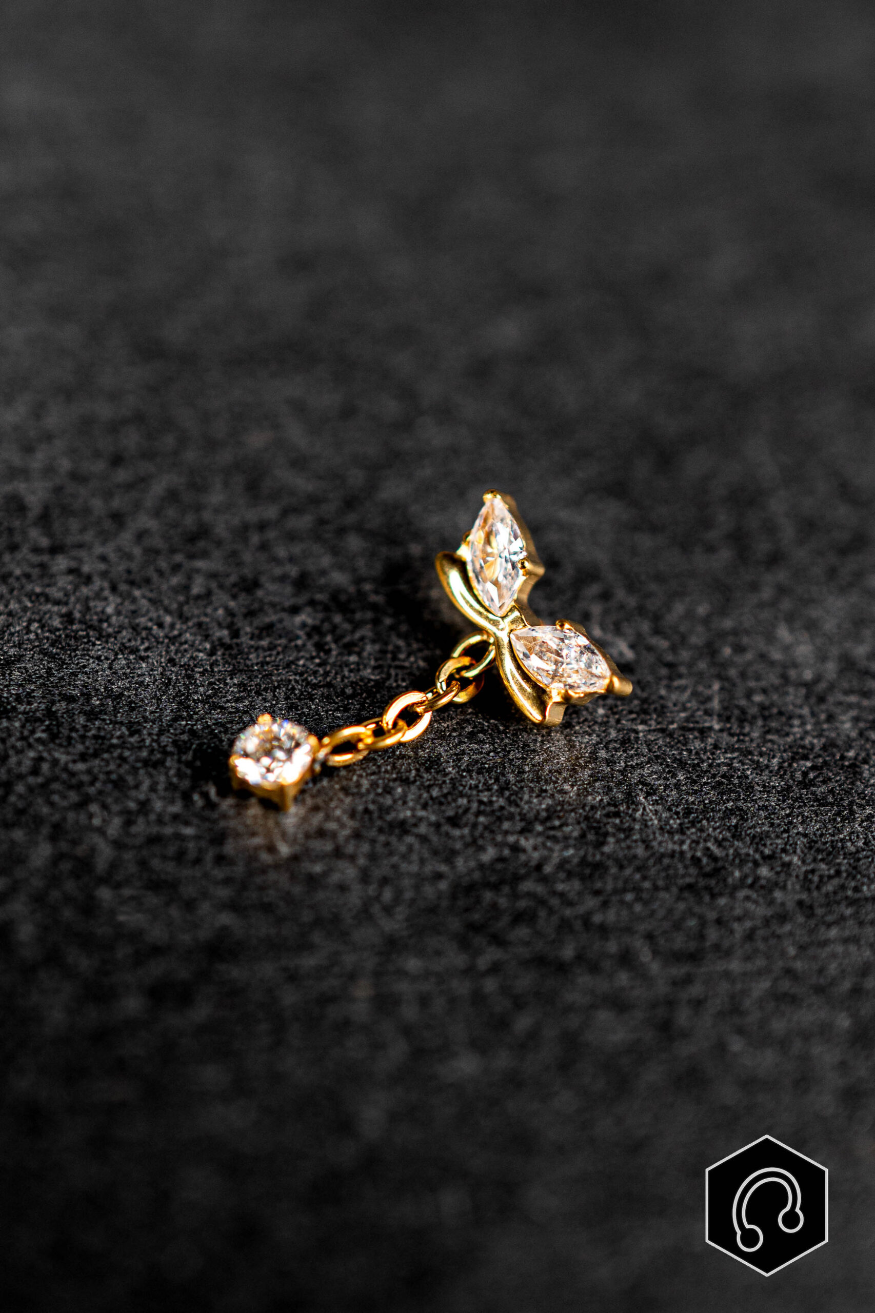 Labret Titane Doré Flutter Drop