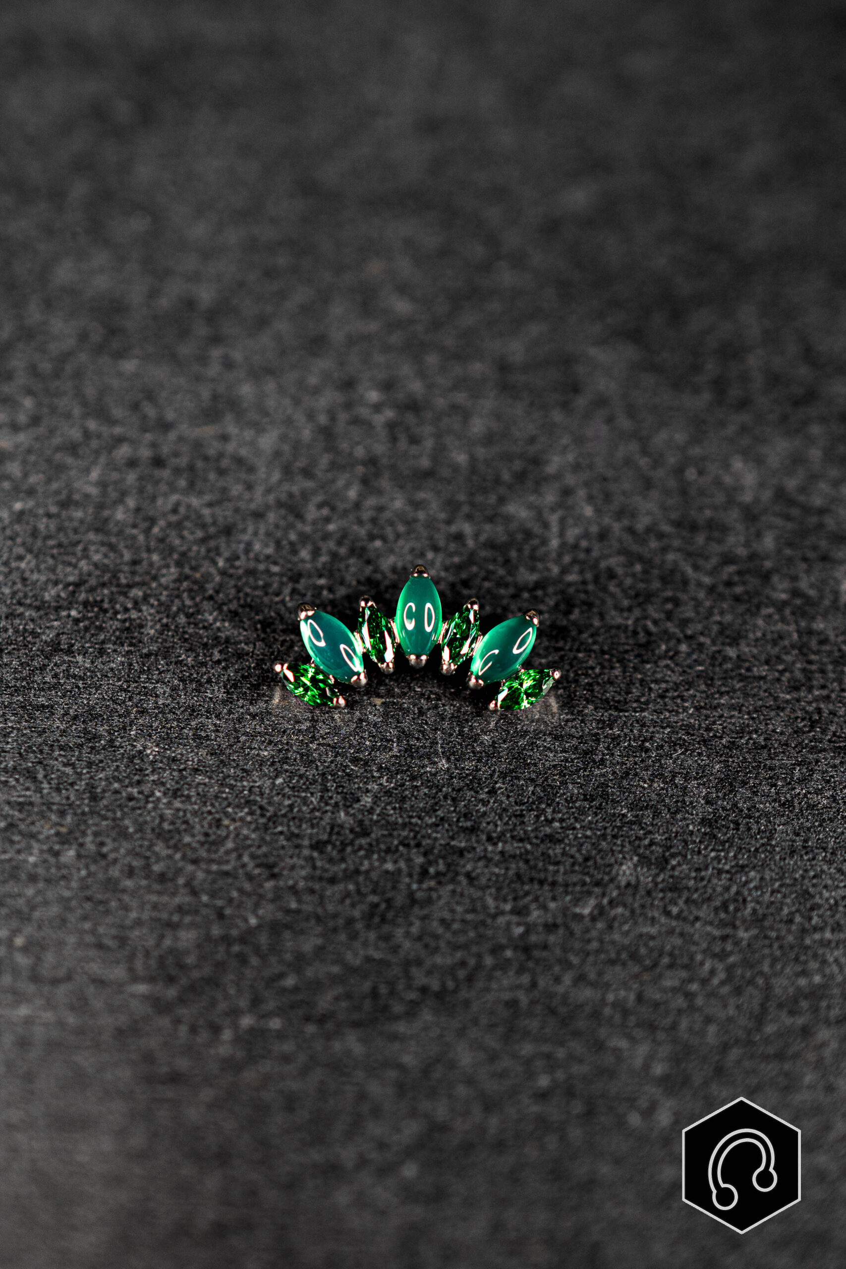 Labret Titane Argenté Onyx Vert