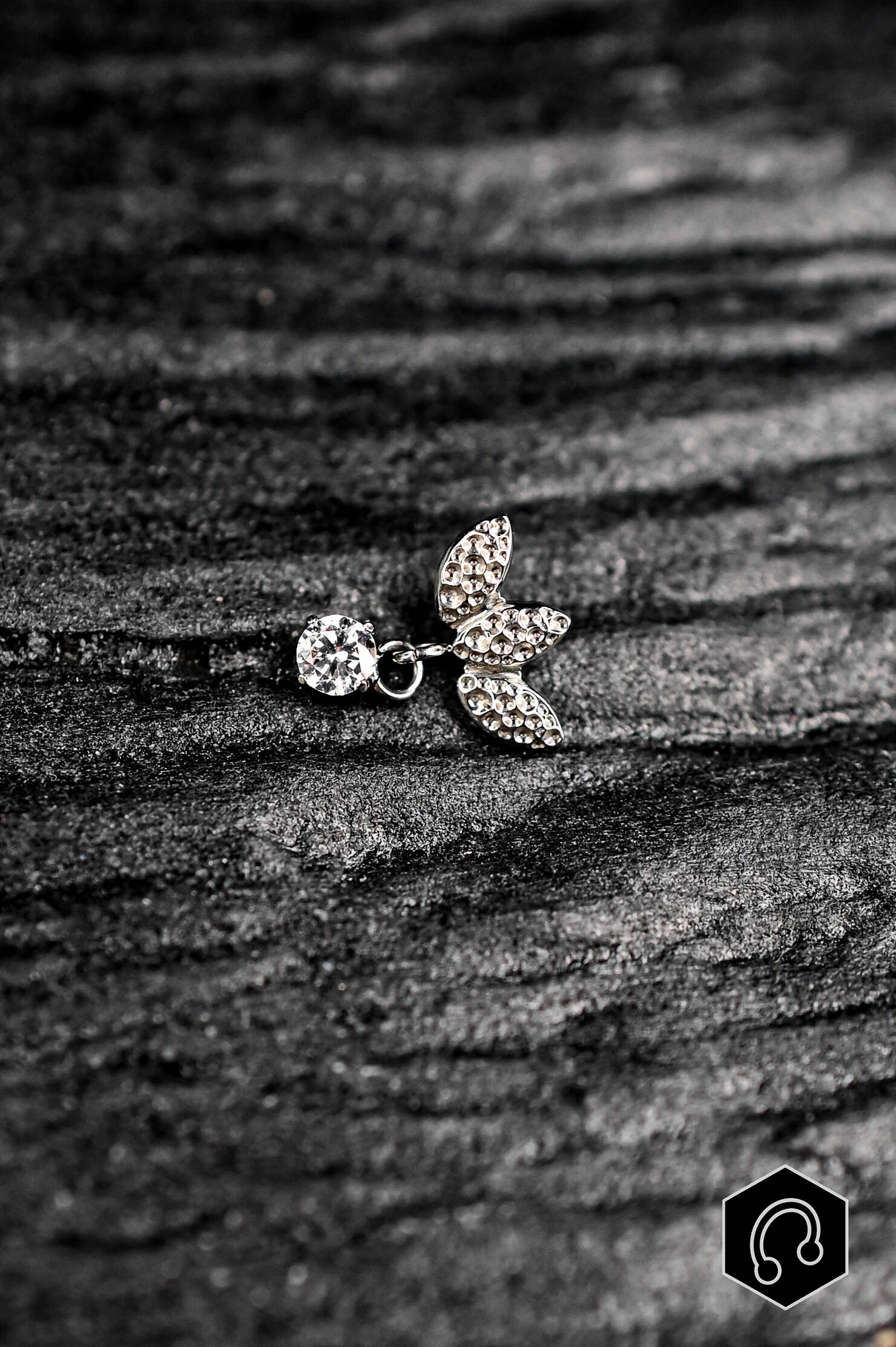 Labret Titane Argenté Camélia Leaf