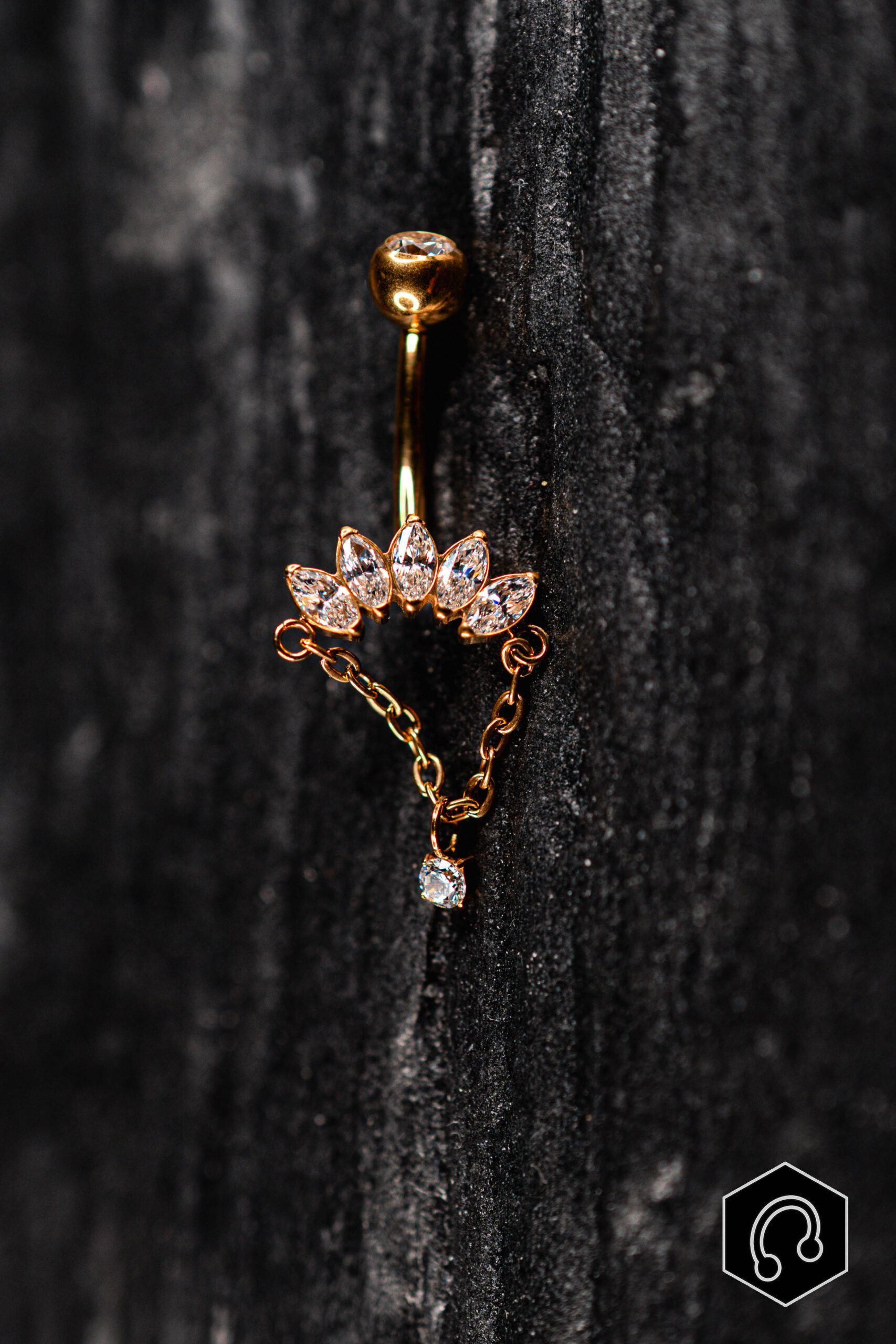 Banane Nombril Doré Chain Crystal Wings
