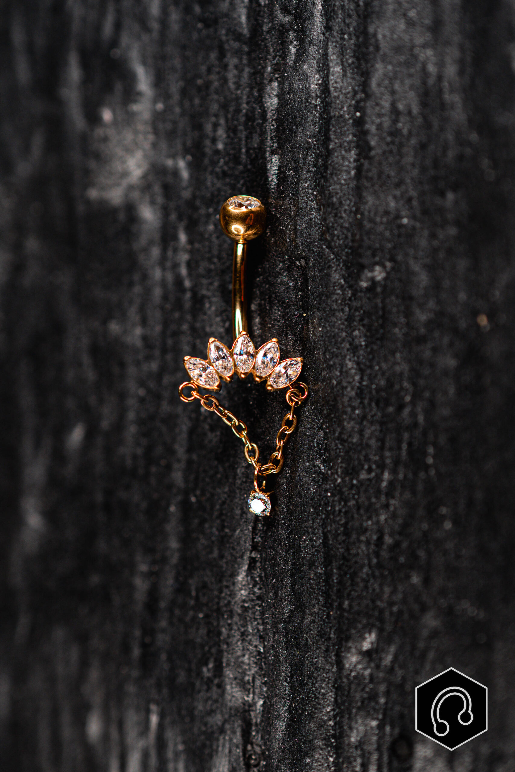 Banane Nombril Doré Chain Crystal Wings