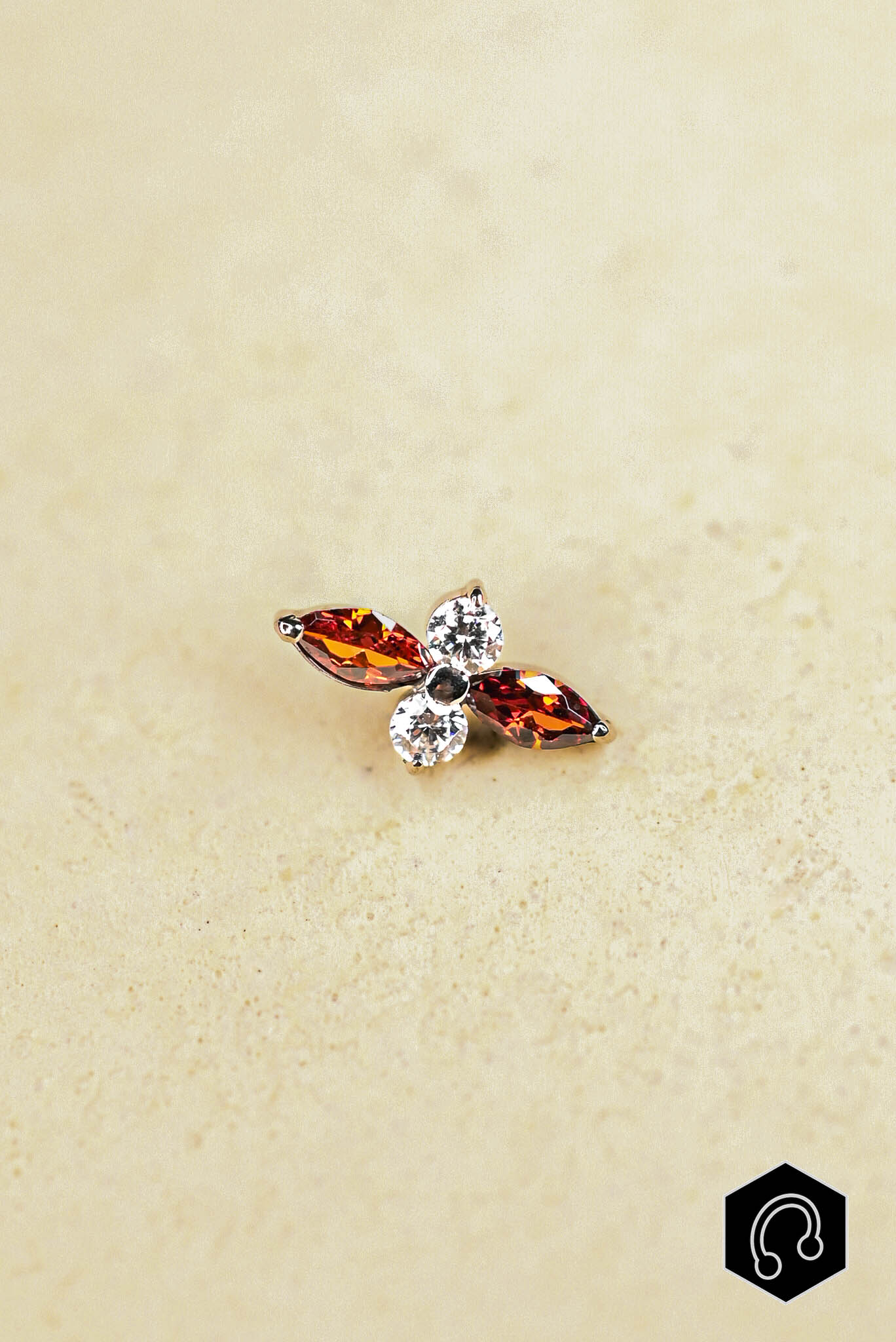 Labret Titane Argenté Céleste Rouge
