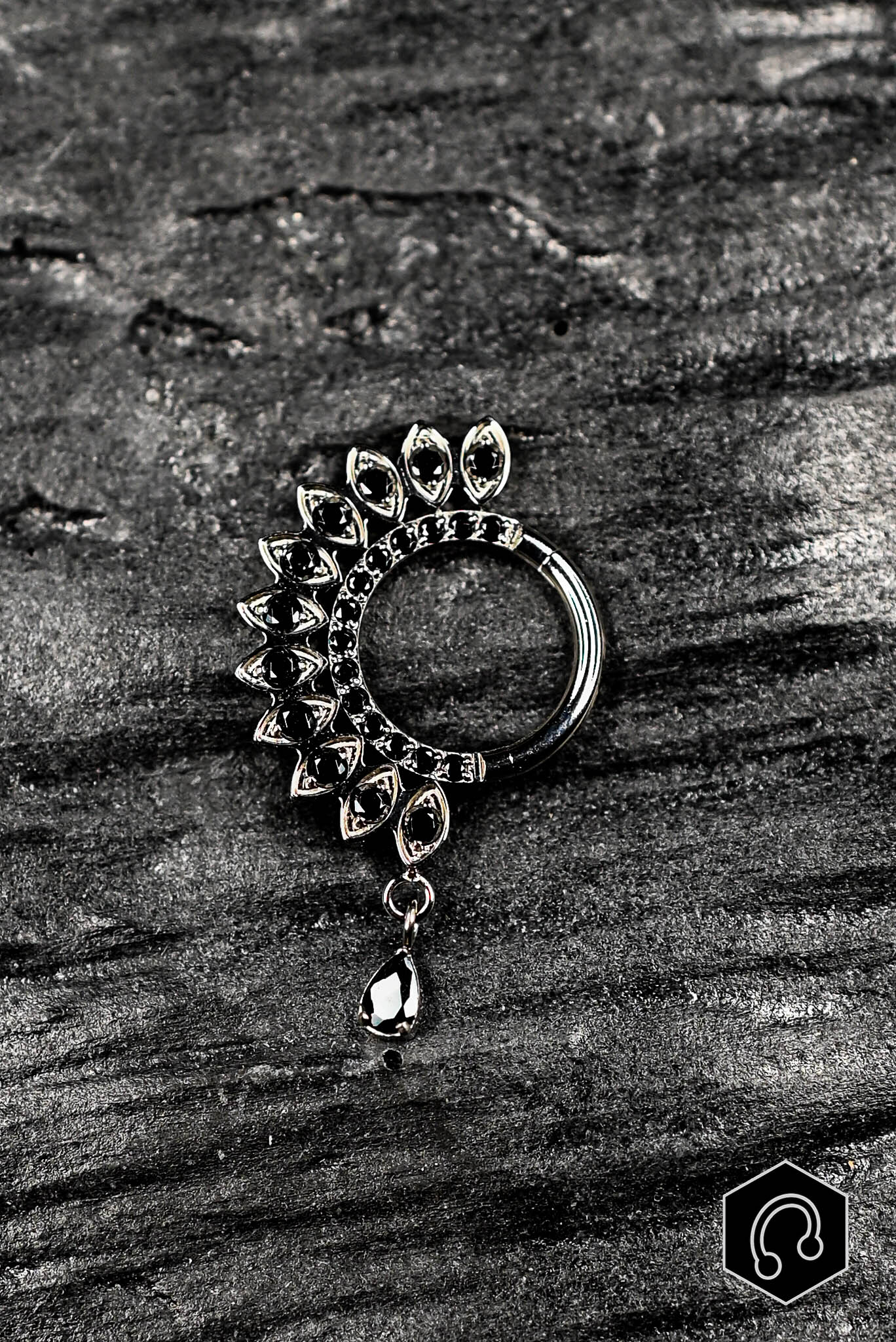 Anneau Clicker Titane Noir Elysia