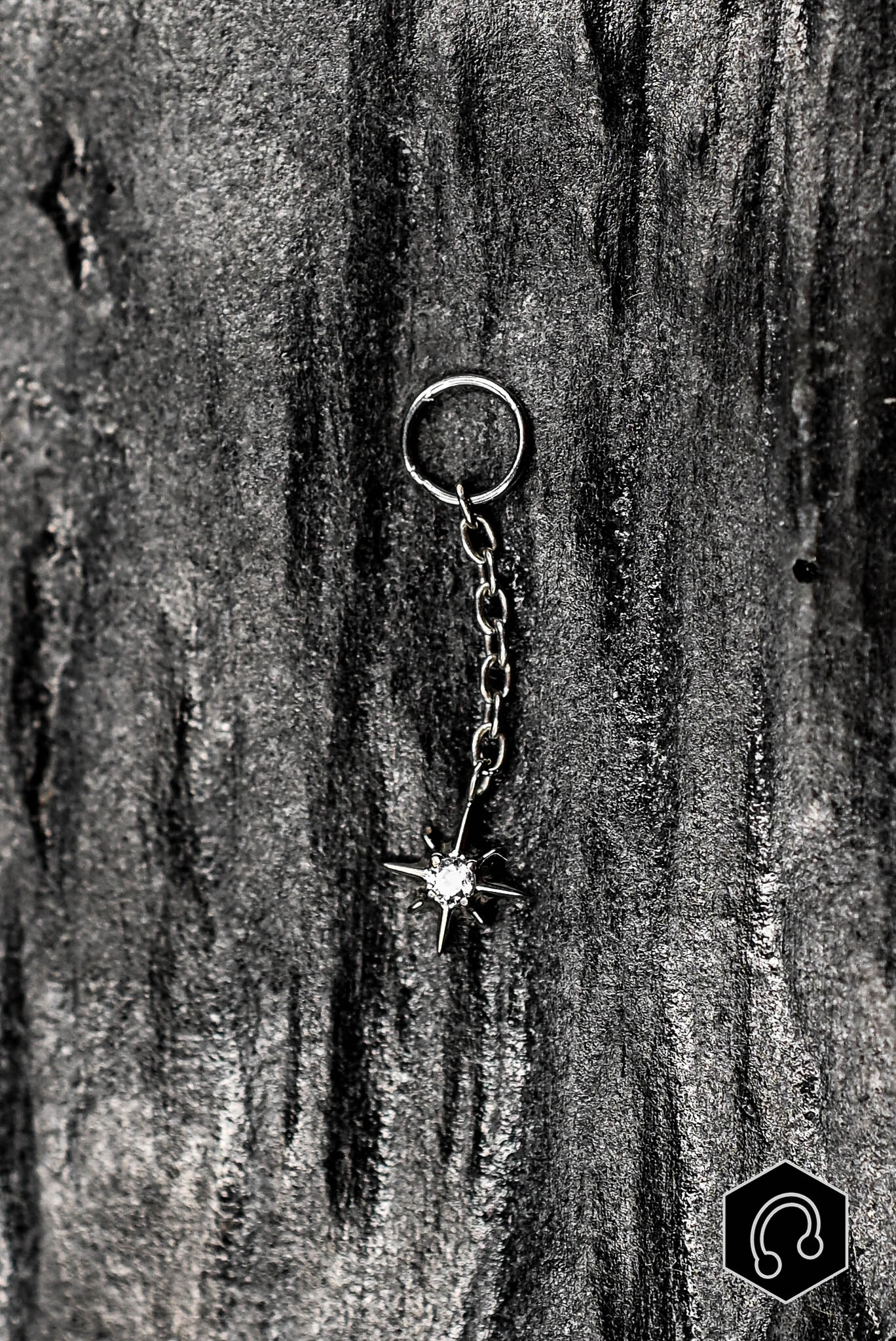 Charm Titane Argenté Crystal Star