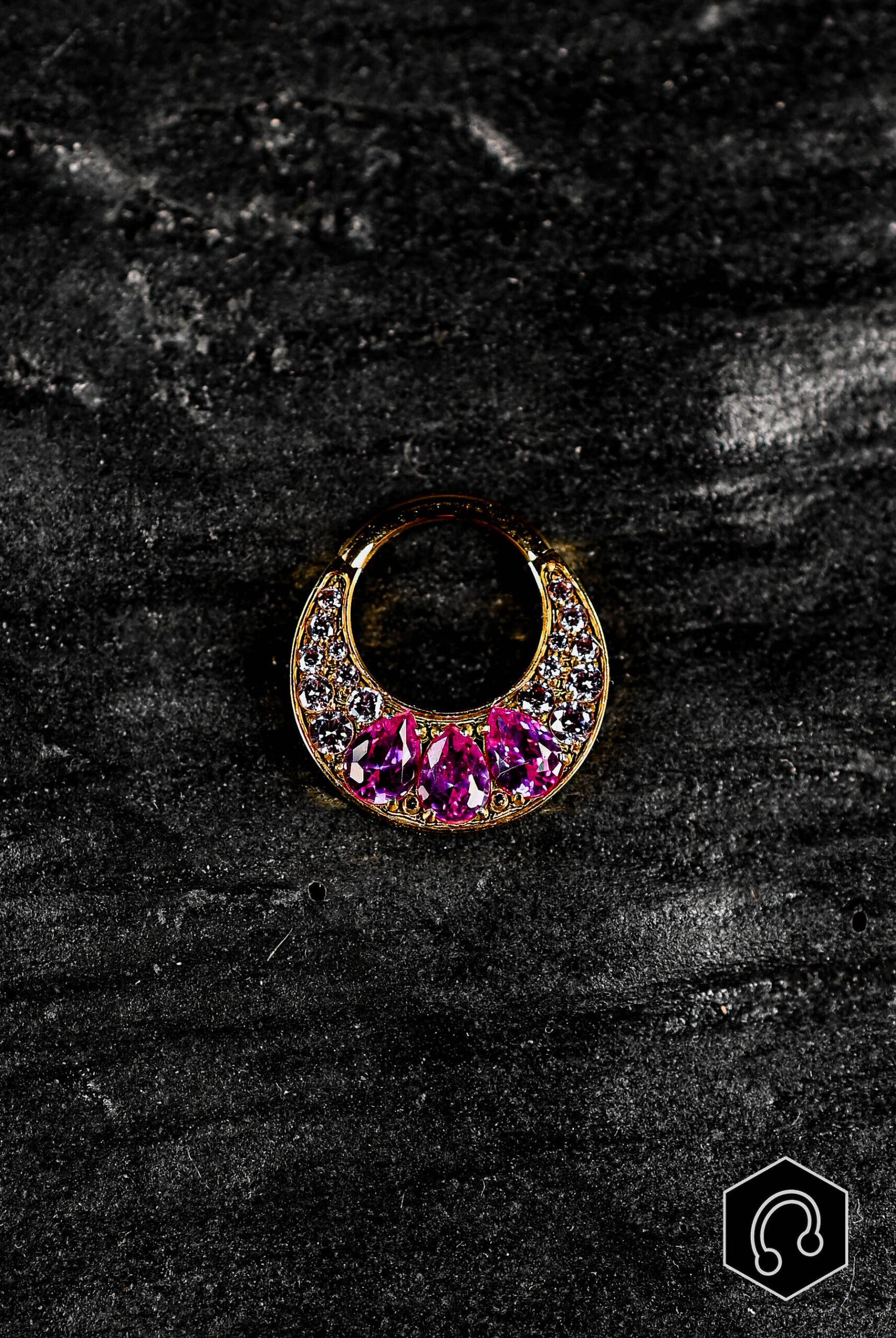 Anneau Clicker Doré Morgane Fuchsia