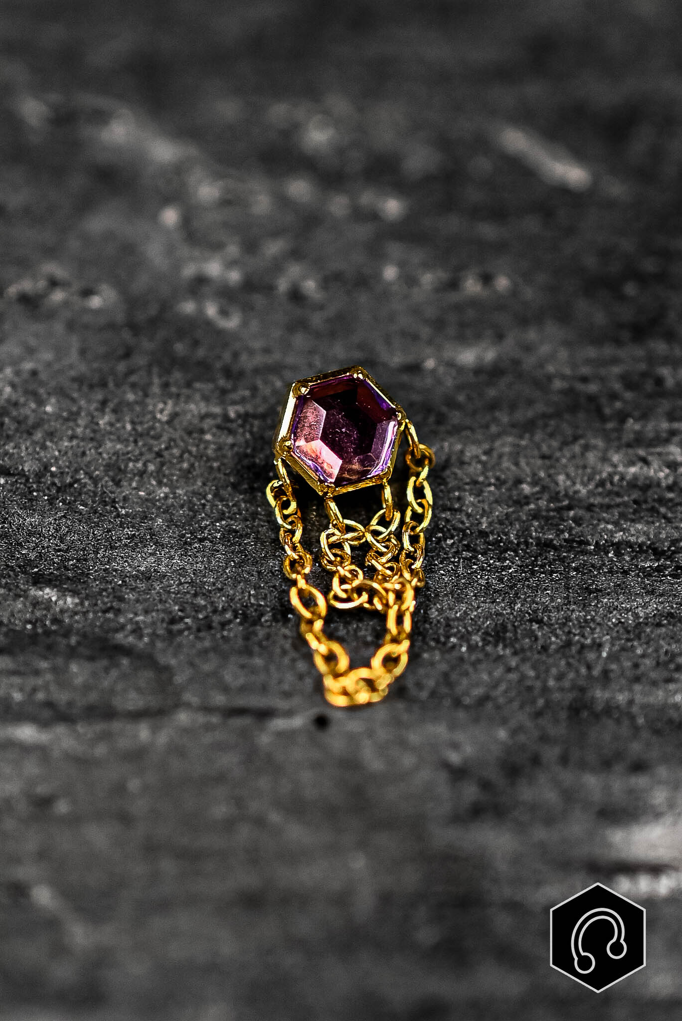 Labret Titane Doré Améthyste Cascade
